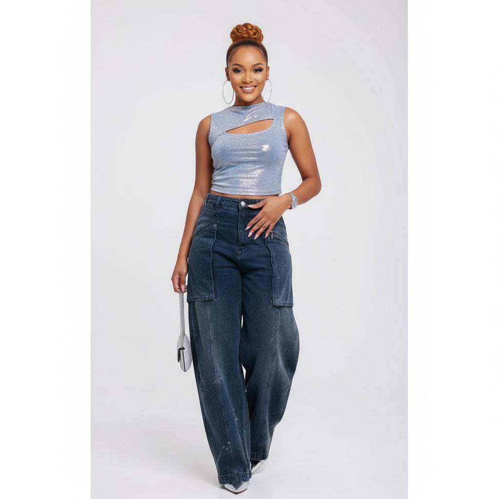 Side Pocket Wide Leg Jean