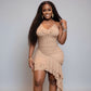 Mesh Double Ruffles Midi Dress