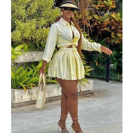 Vintage Buttoned Top & Skirt Set