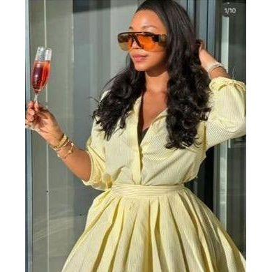 Vintage Buttoned Top & Skirt Set