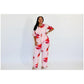 Vintage Floral Short Sleeve Top and Pant Set