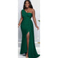 High Waisted Slit One Shoulder Maxi Dress