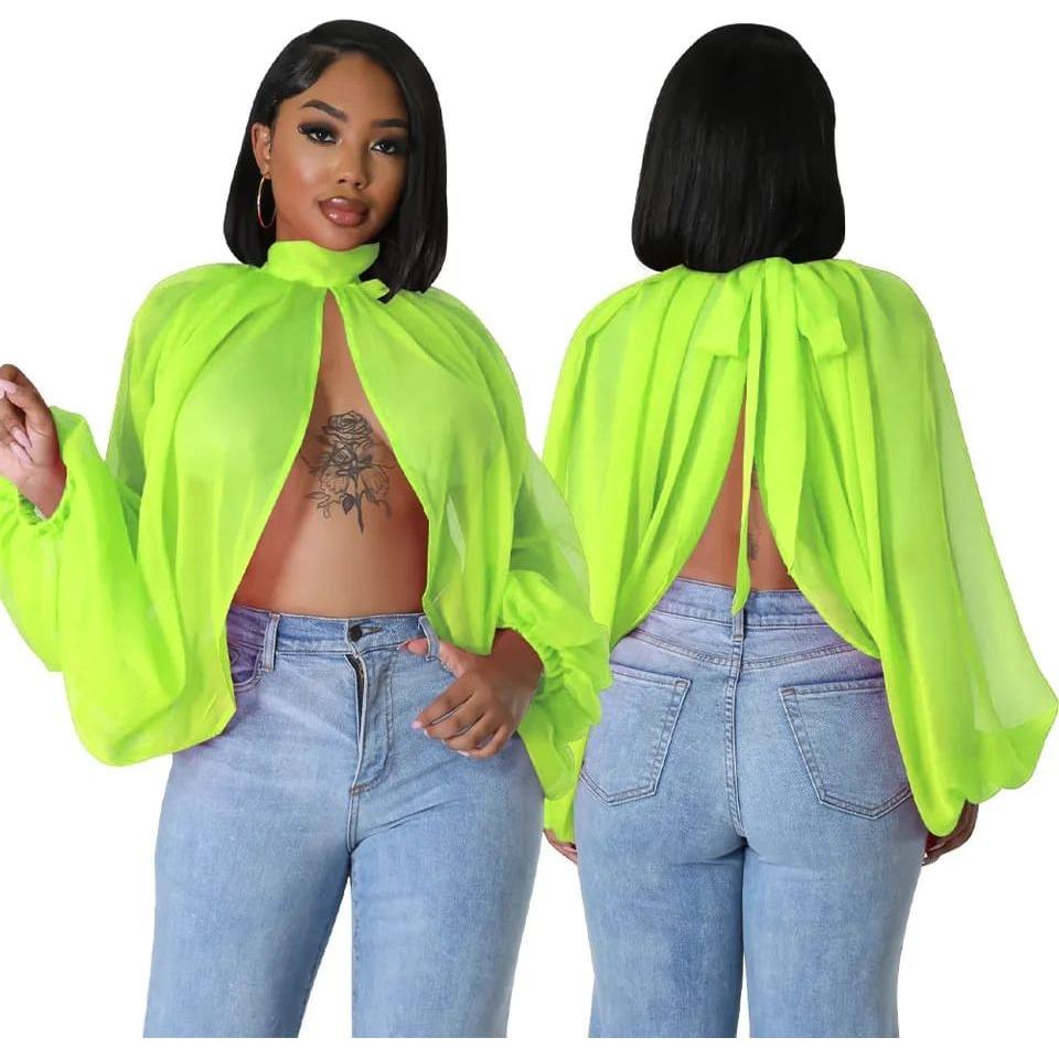 Batwing Chiffon Split Blouse