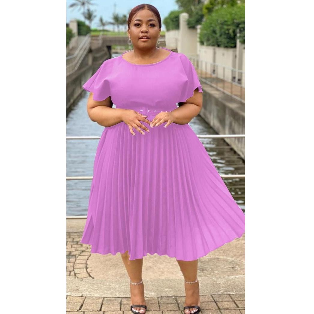 Pleated Belted Dress