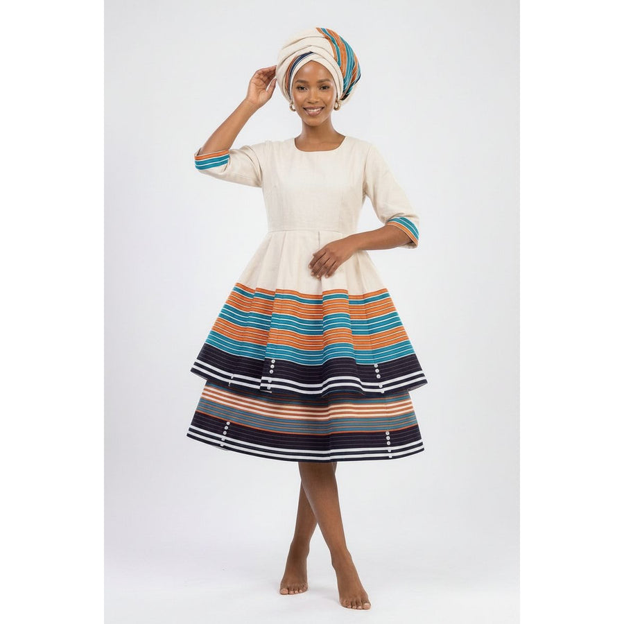 Plus Size African Layered Print Midi Dress