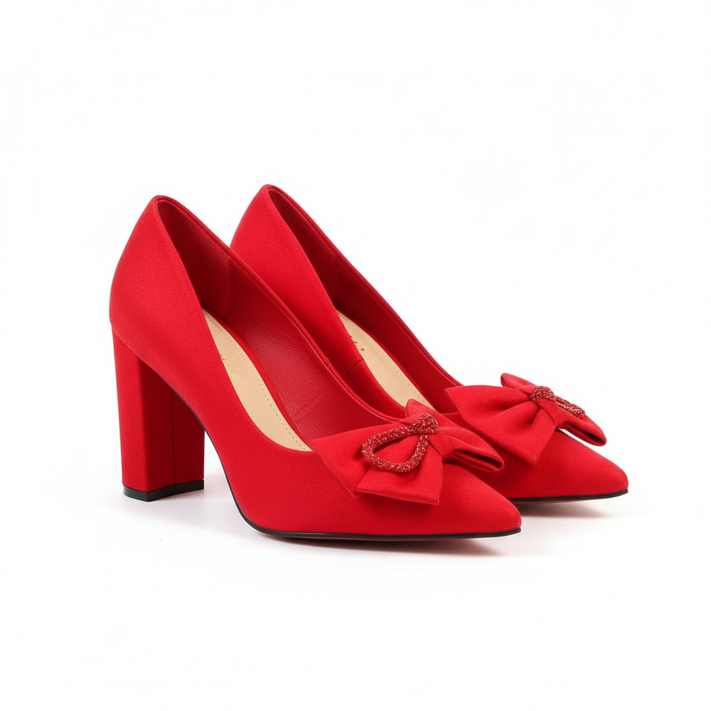 Vintage Bowknot Suede High Heels