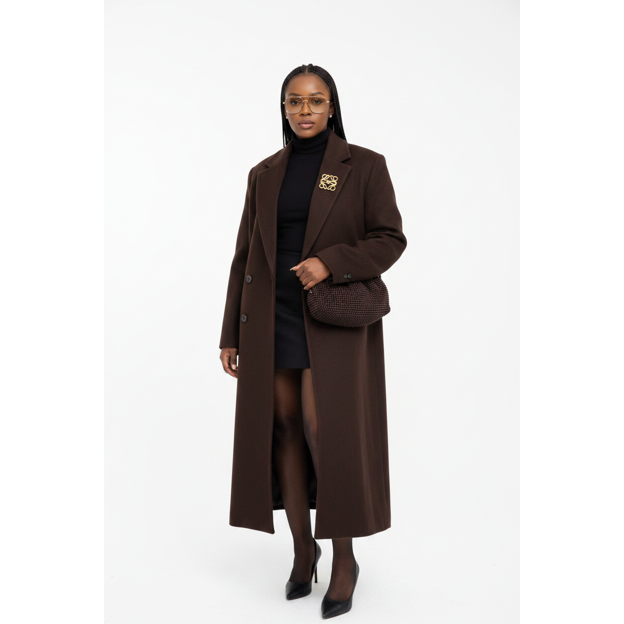 Classic Double-Breasted Design with Notch lapels Wool Blend Coat
