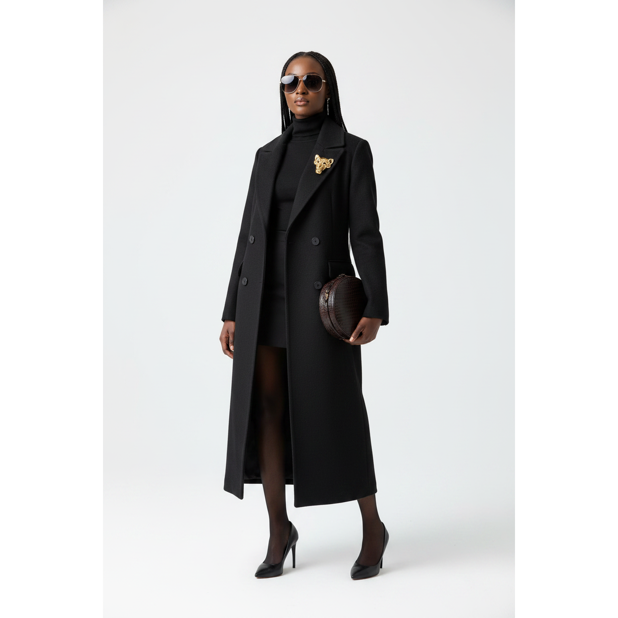 Classic Double-Breasted Design with Notch lapels Wool Blend Coat