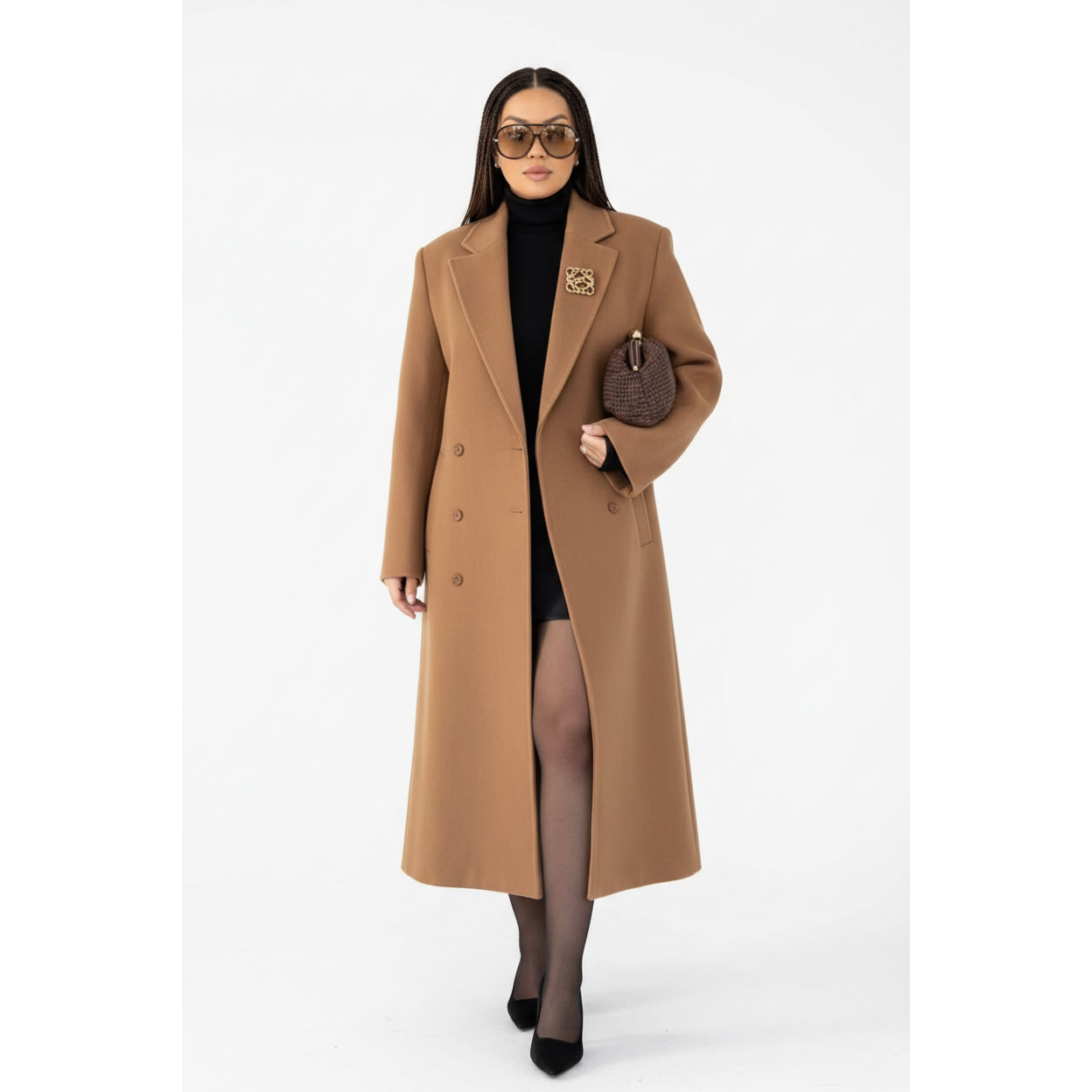 Classic Double-Breasted Design with Notch lapels Wool Blend Coat
