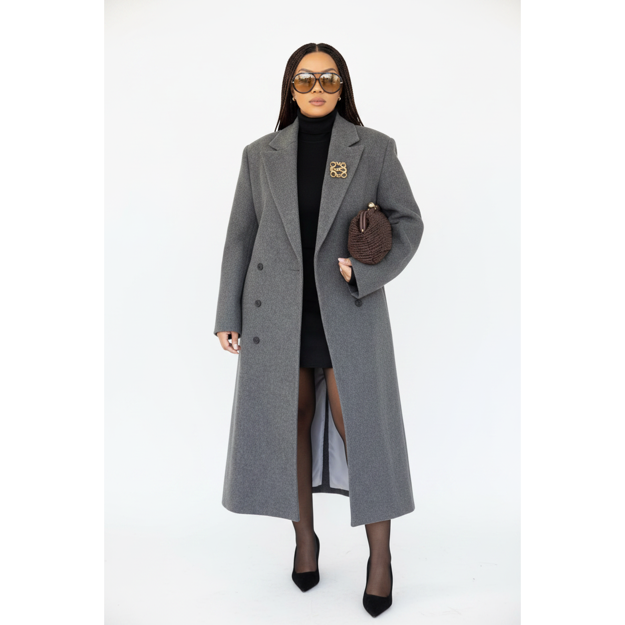 Classic Double-Breasted Design with Notch lapels Wool Blend Coat