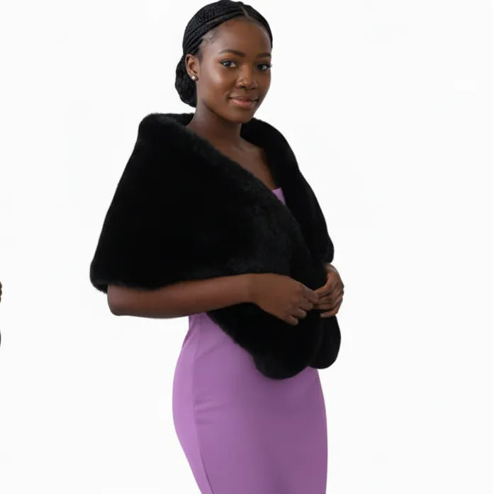 Cloak Fur V-Neck Warm Winter Outwear