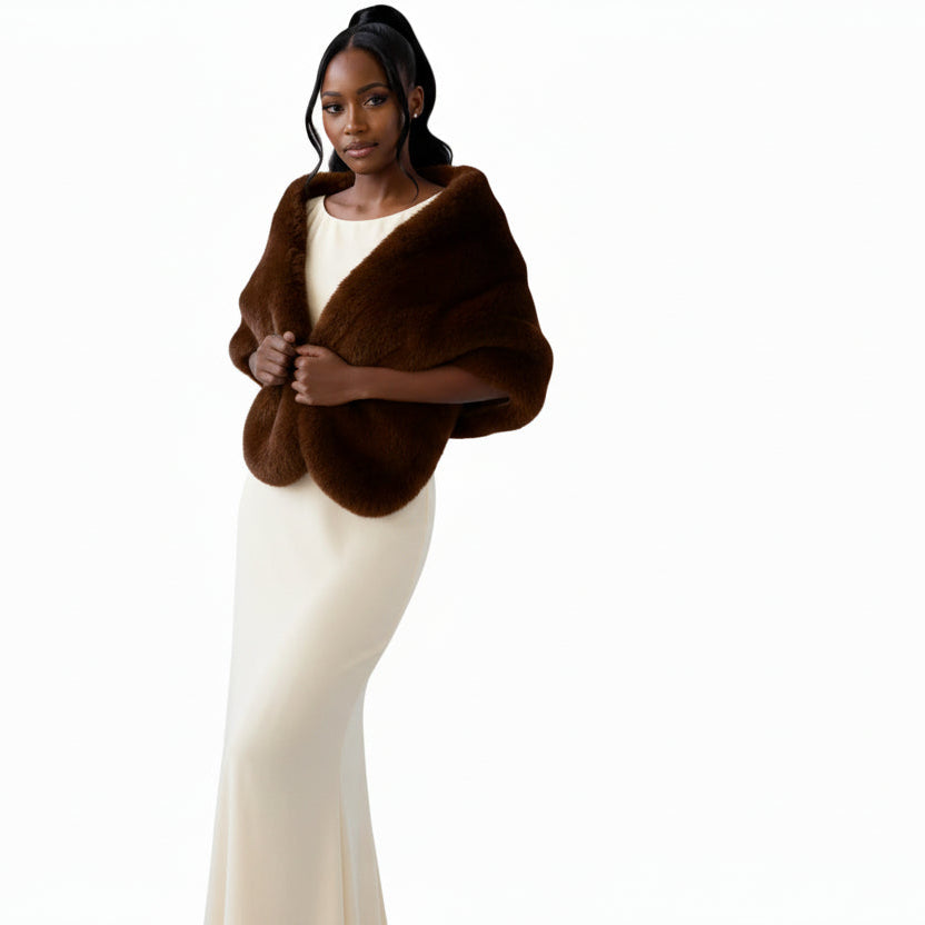 Cloak Fur V-Neck Warm Winter Outwear