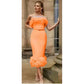High Waisted Off Shoulder Bodycon Dress