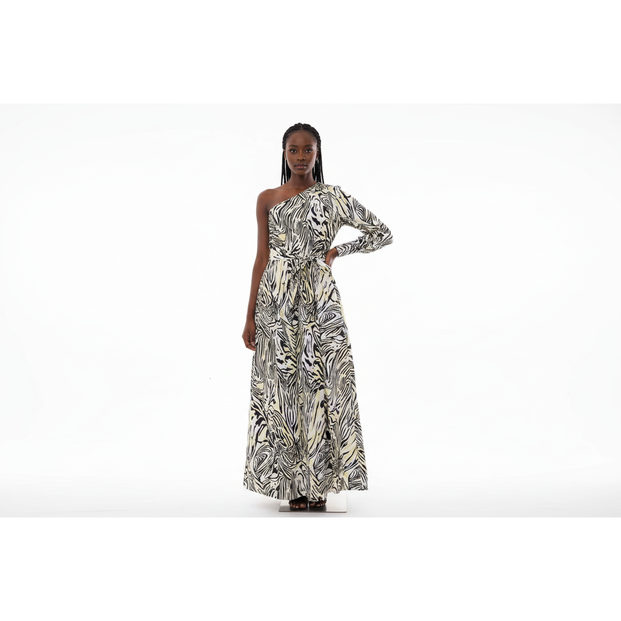 One Hand Off Shoulder Floral Maxi Dress
