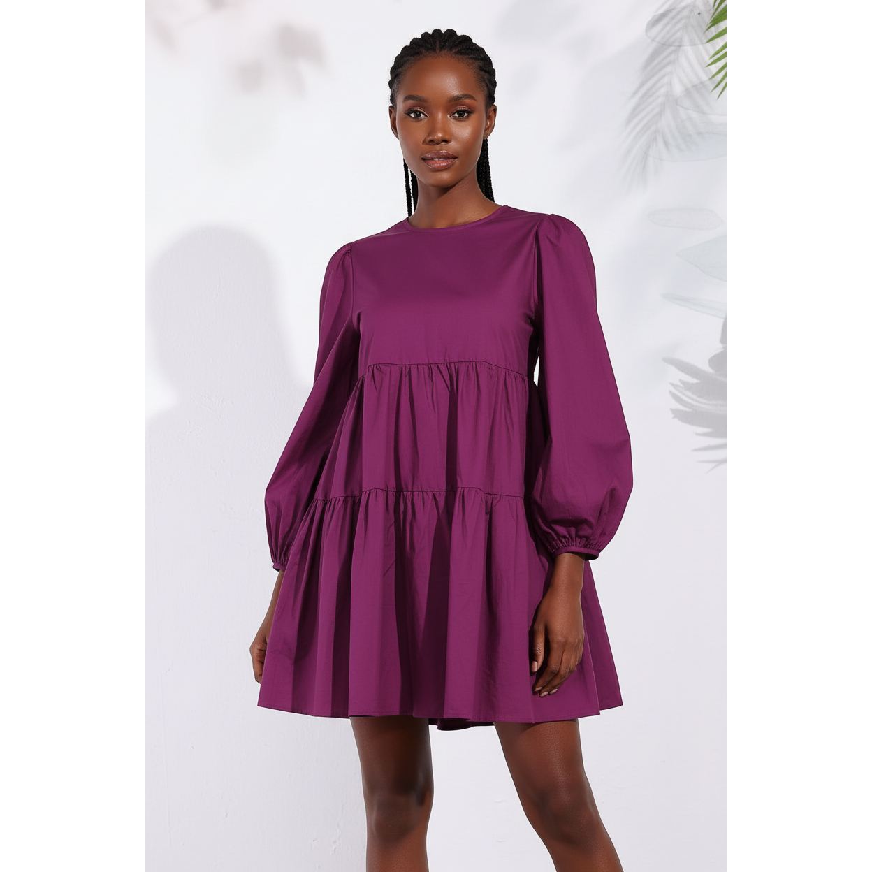 Round Neck Midi Bubble Dress