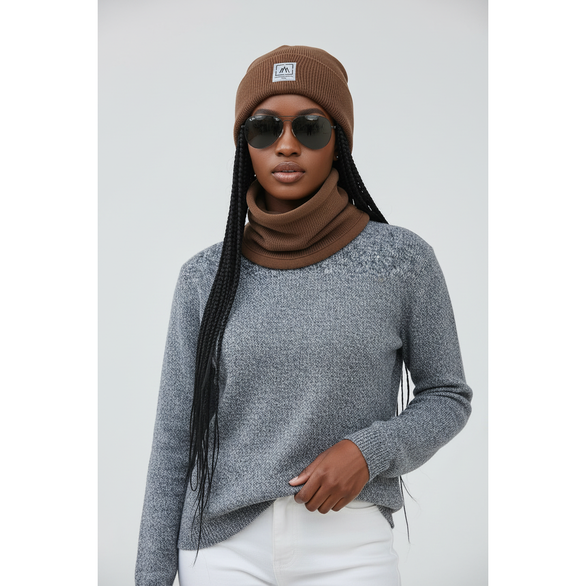 Unisex Beanie caps & Neck Scarf Knitted Hat Set