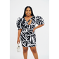 Short Sleeve V-Neck Mini Print Dress