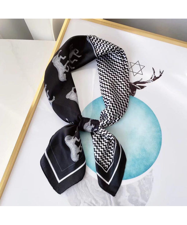 Luxury Print Silk Satin Head Scarf