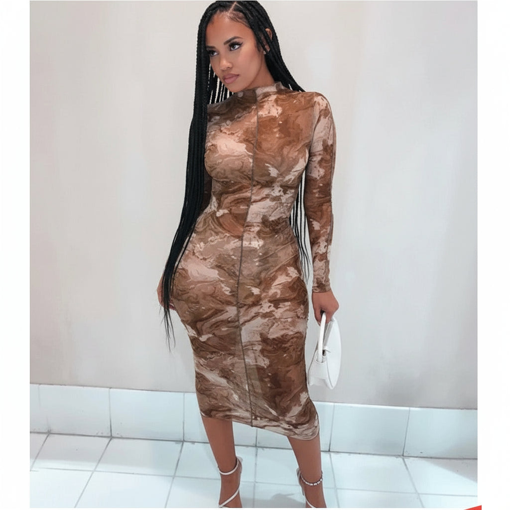 Mesh see-through bodycon dress