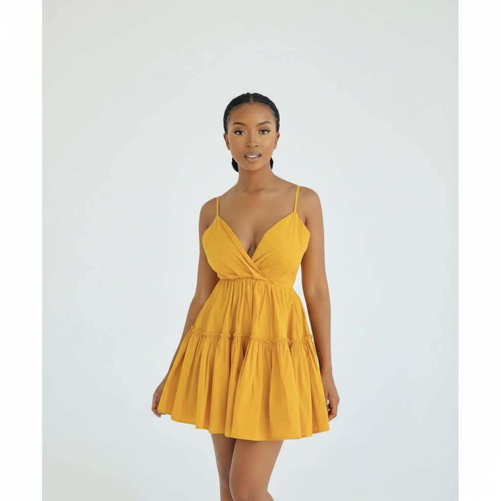 Deep V-Neck Mini Dress