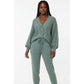 Solid Color Woolen Top and Pant Set