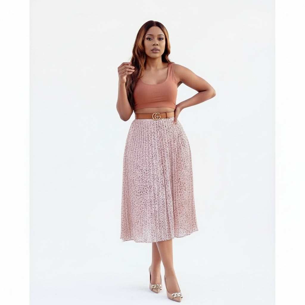 Printed Vintage Pleated Skirt