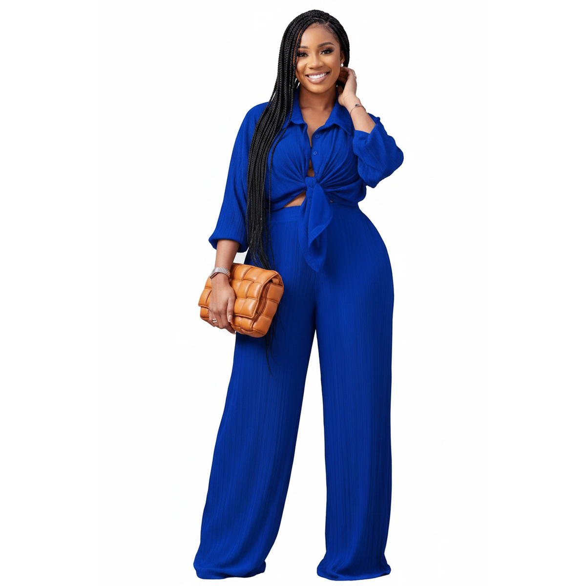 High Waisted Palazzo Pants and Shirt Set