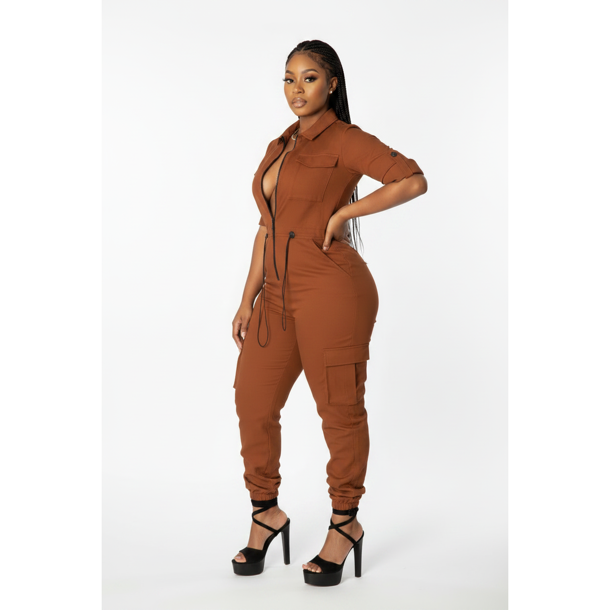 Zipper cargo jumpsuit