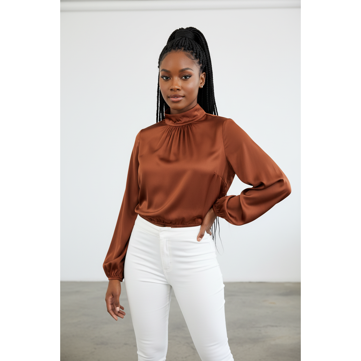 Lantern Sleeve Chic Crop Top