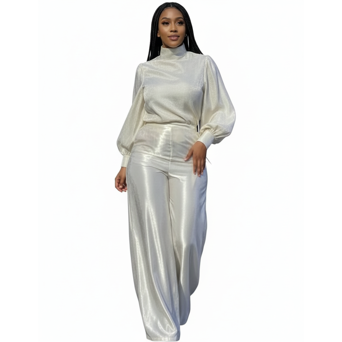 Satin Palazzo High Waisted Pants