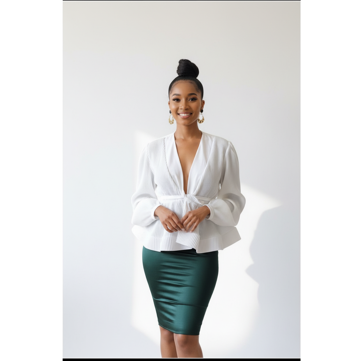 Neploe Ruched Pleated Ruffles Blouse