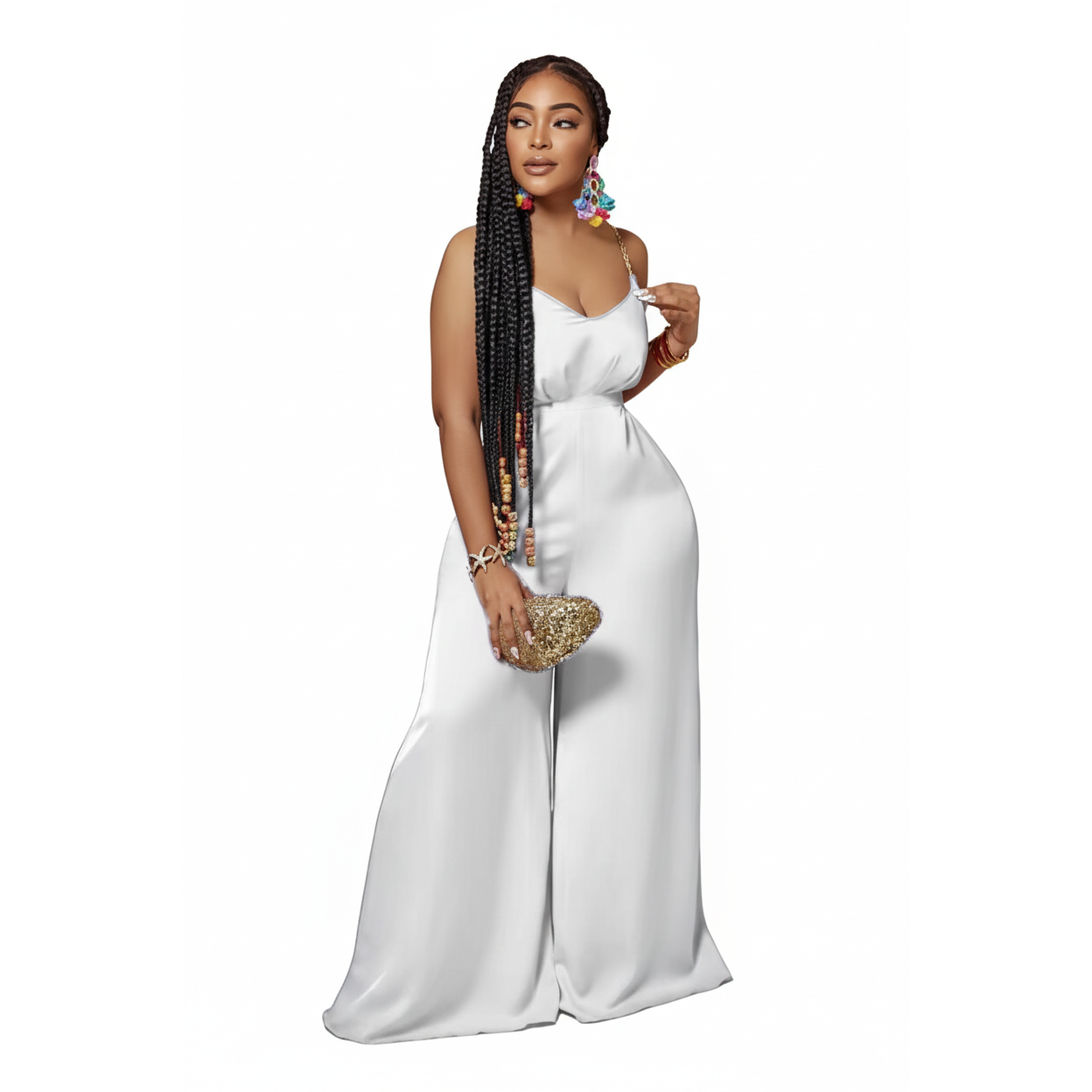 Wide Leg Back Tied Overall Jumpsuit