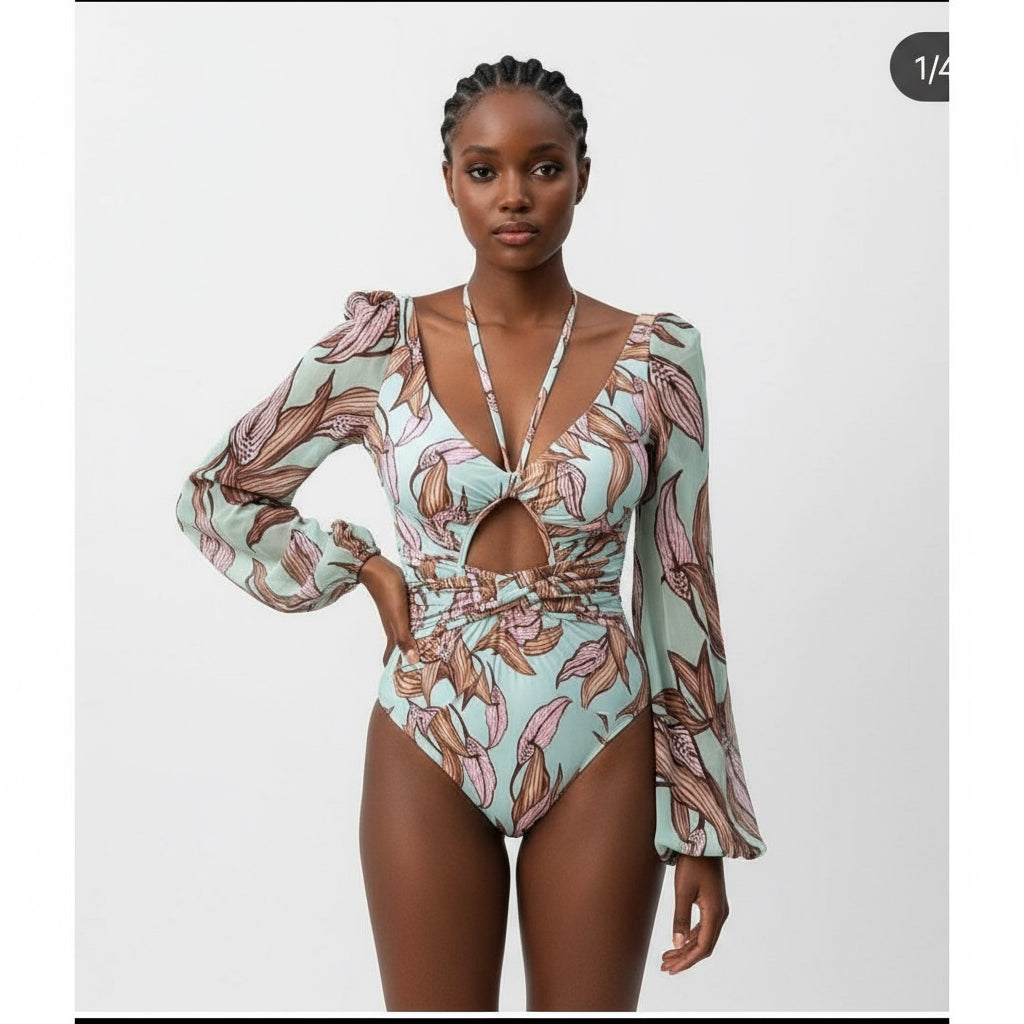 Sexy one-piece printed bikini swimsuit