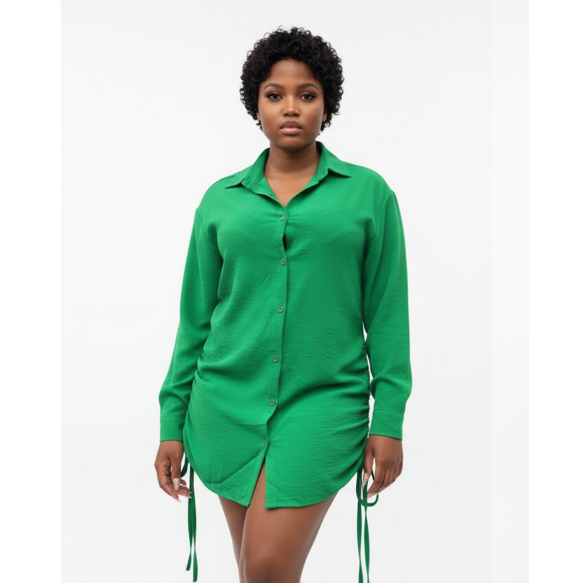Side String Mini Shirt Dress