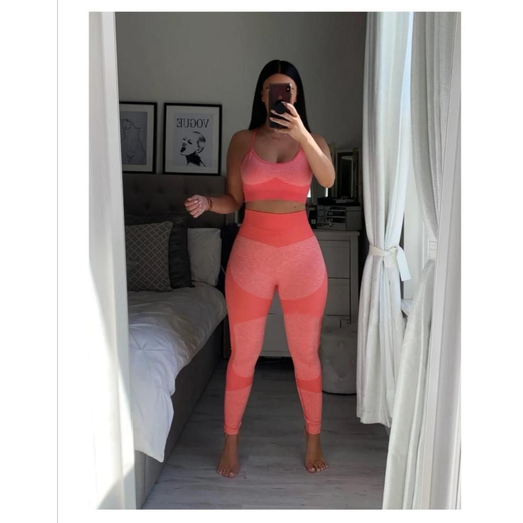 High waisted pant and crop top Gym set