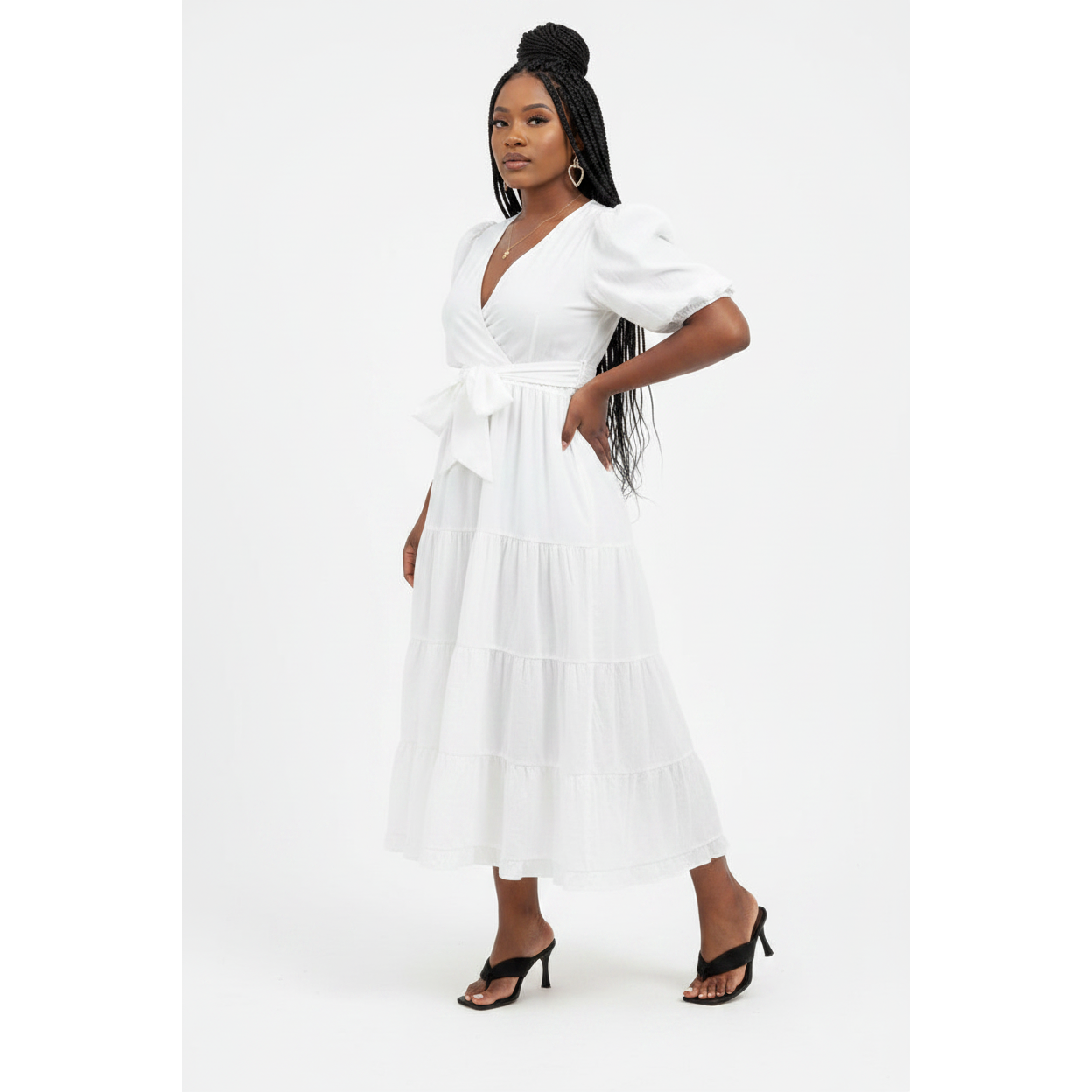 V-Neck Maxi Bubble Plus-size Dress