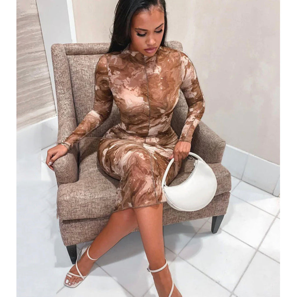 Mesh see-through bodycon dress — YELLOW SUB TRADING
