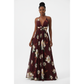Deep V-Neck Backless Floral Maxi Dress