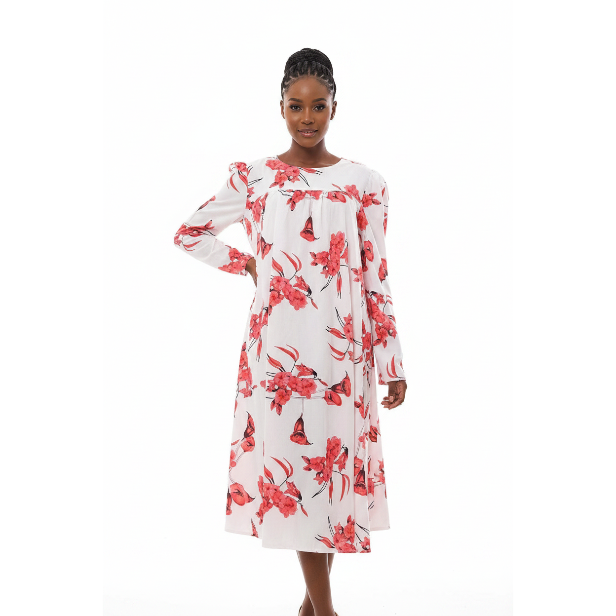 Long Sleeve Floral Bubble Dress