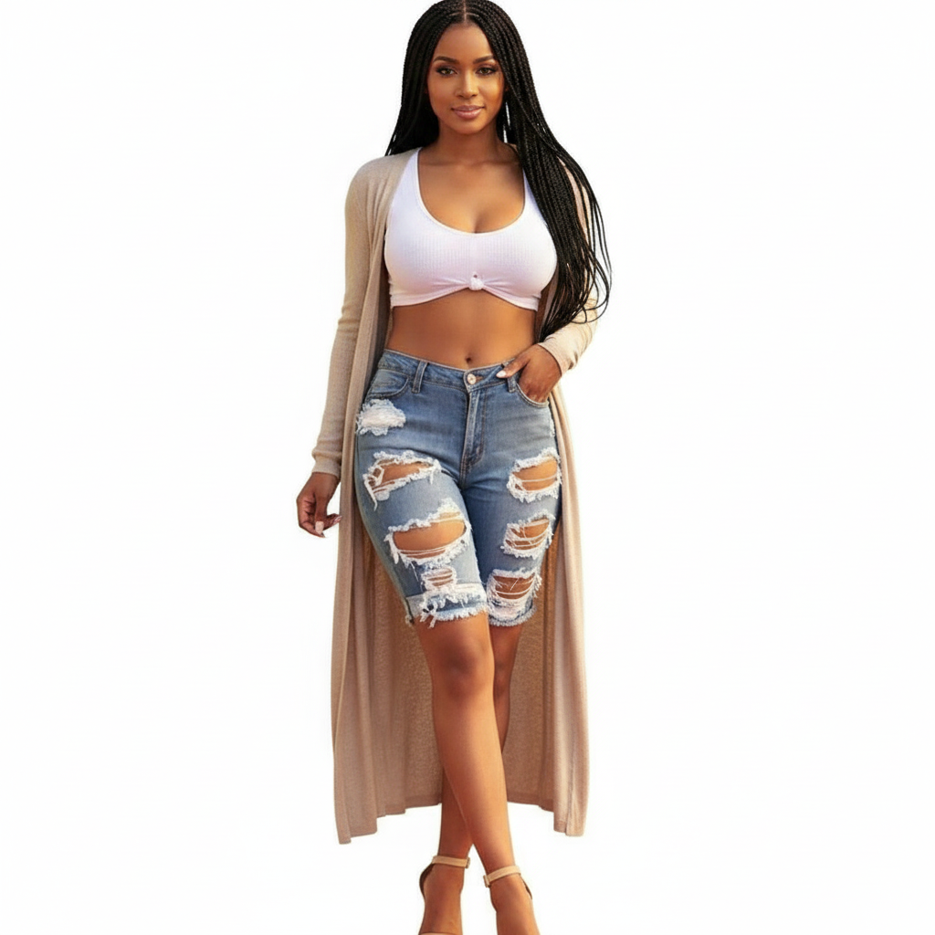 Distressed Denim Short