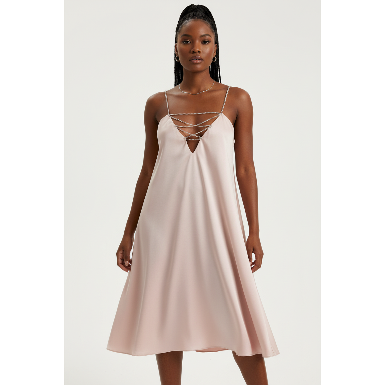 V Neck Chain Strap Backless Dress