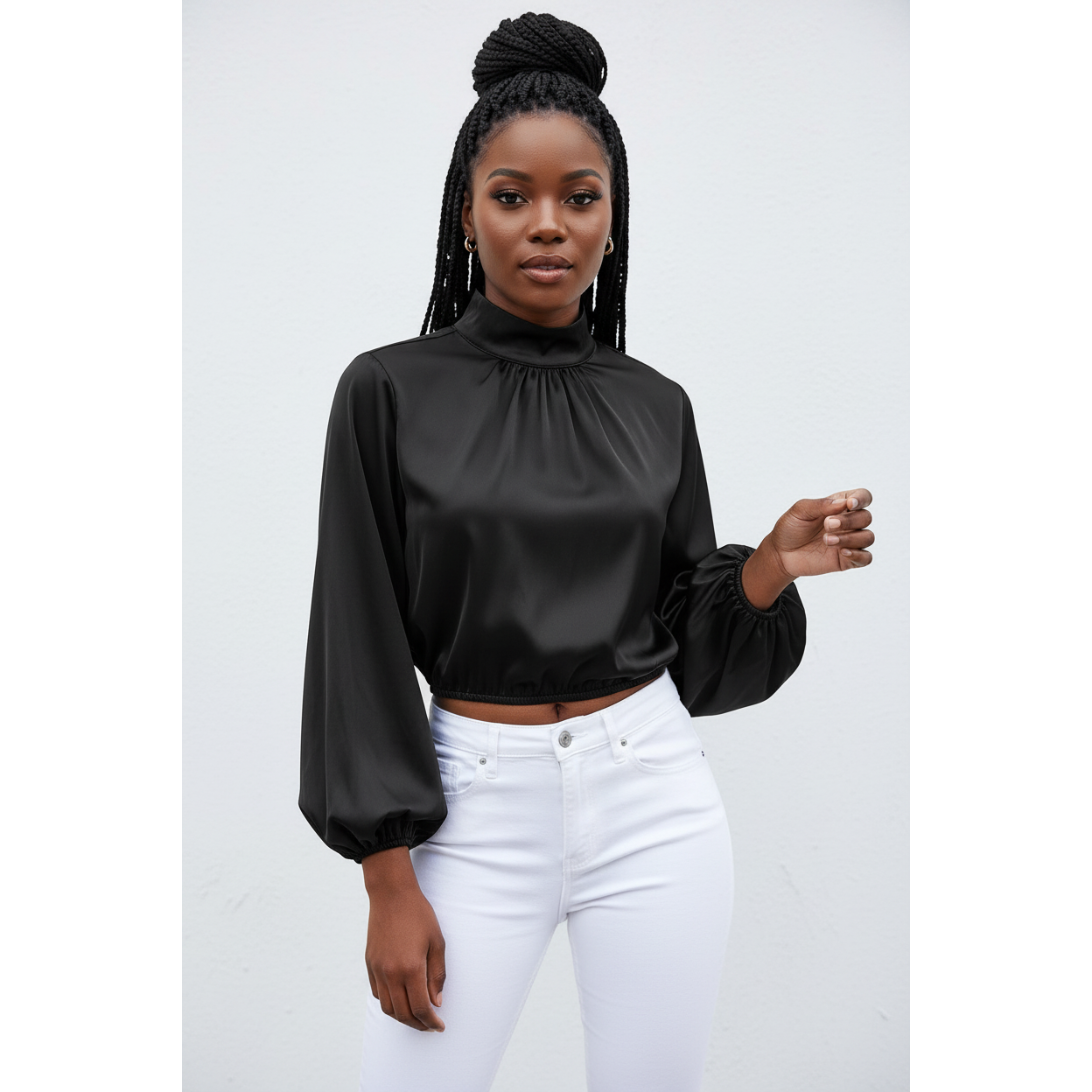 Lantern Sleeve Chic Crop Top