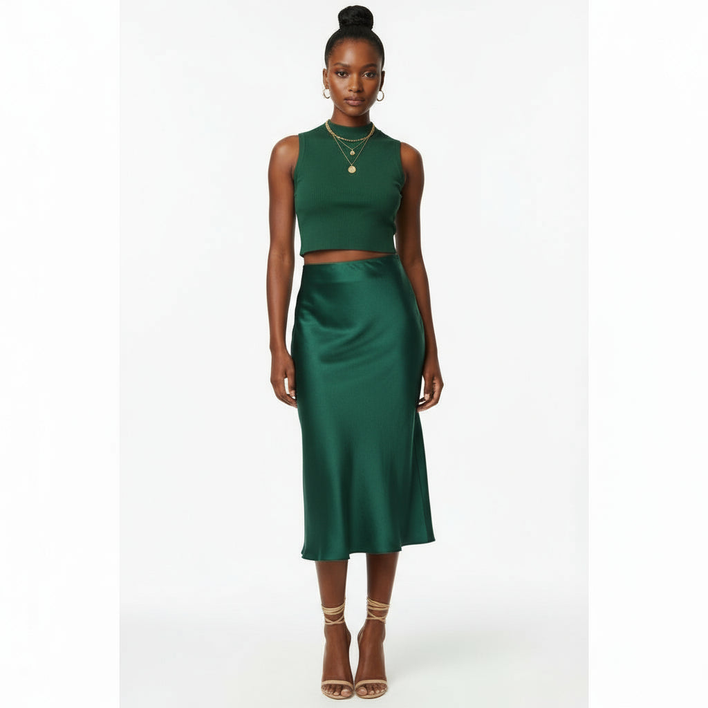 High Waisted Summer Satin Skirts