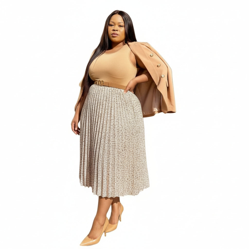 Printed Vintage Pleated Skirt.