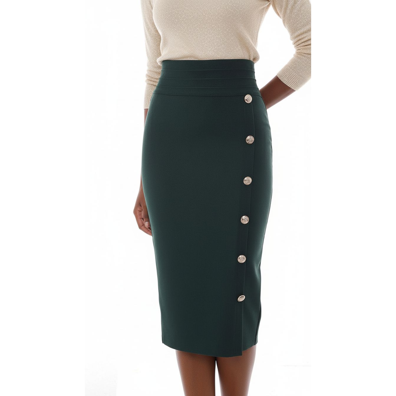 High Waist Sexy Button Bodycon Bandage Skirt