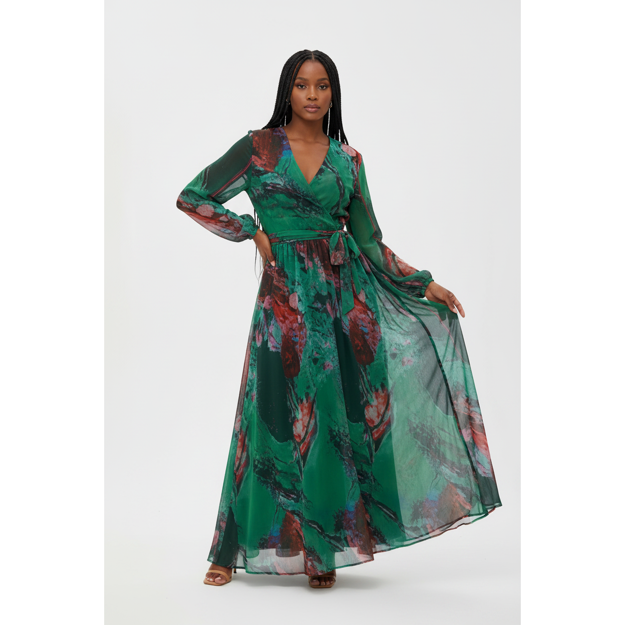 V-Neck Floral Maxi Dress