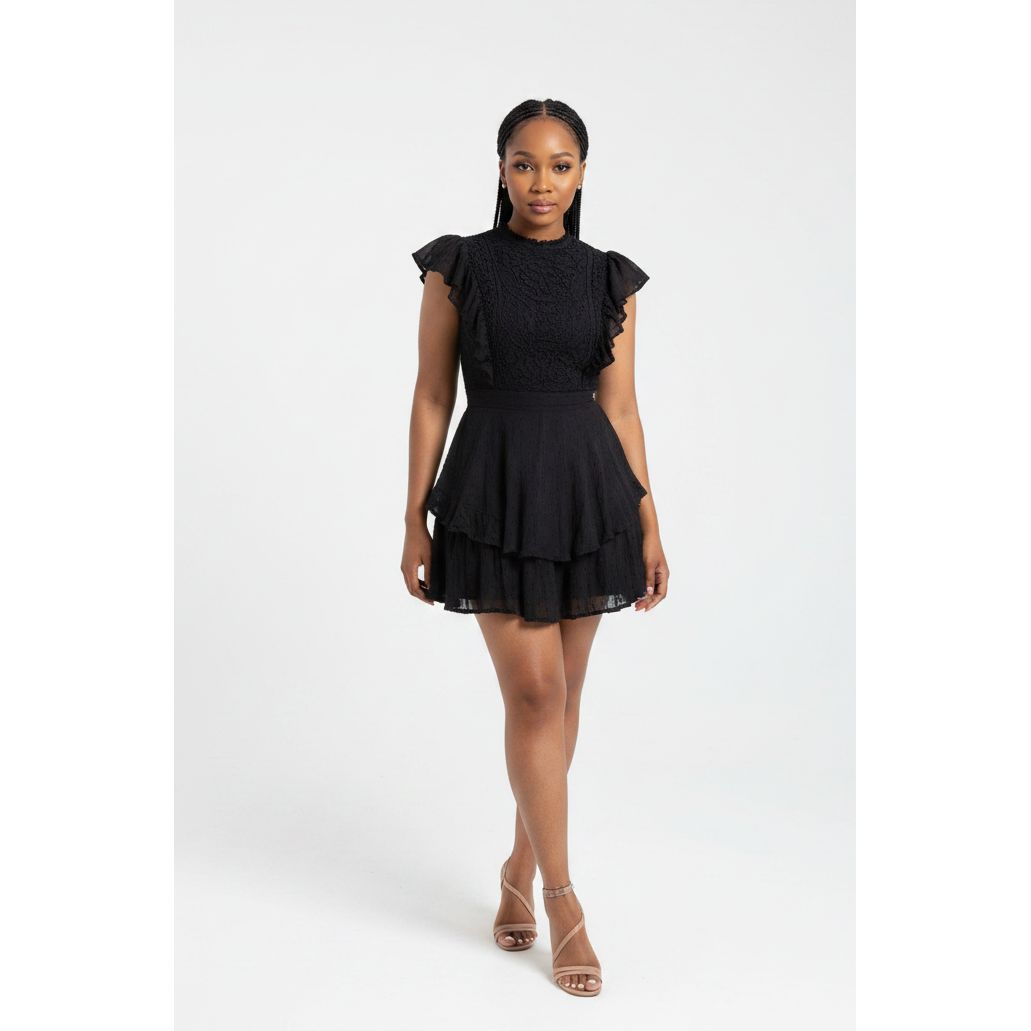 Lace Ruffles Splice Rompers