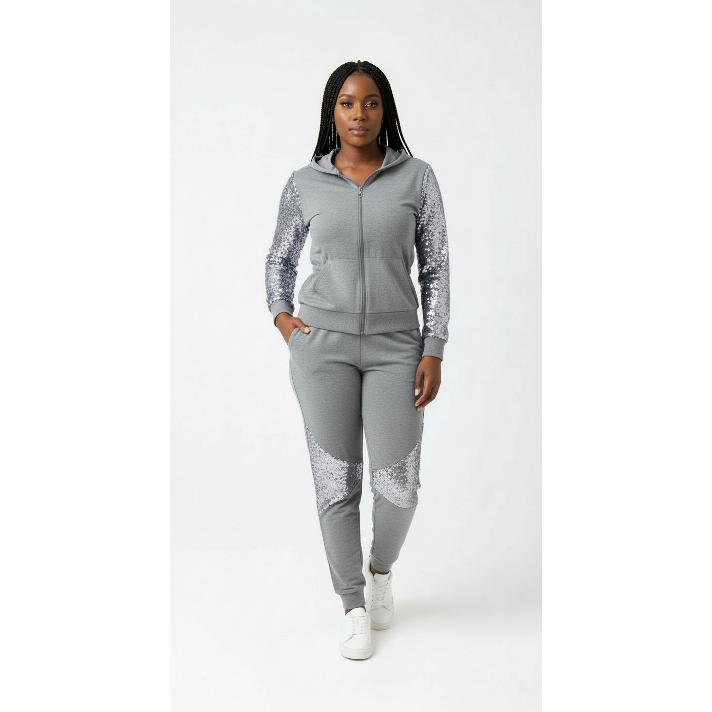 Zipper Top And Pants Casual Winter 2 Piece Set