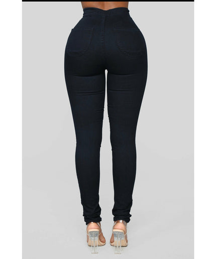 High Waisted Navy Blue Skinny Jeans 