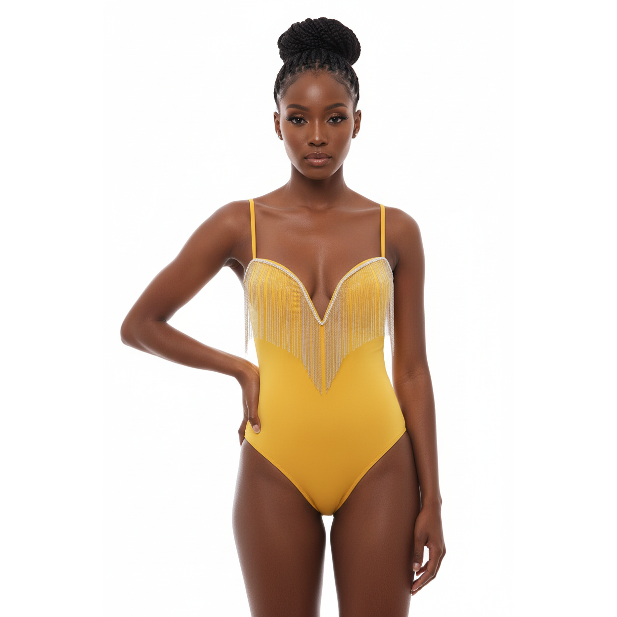 V-Neck Fringe Detailed Bodysuit